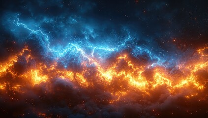 Fiery  icy energy storm clouds.