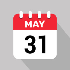 calendar 31 may icon vector graphic design illustration background.