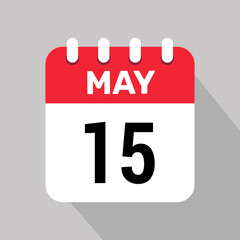 calendar 15 may icon vector graphic design illustration background.