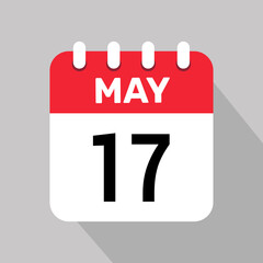 calendar 17 may icon vector graphic design illustration background.