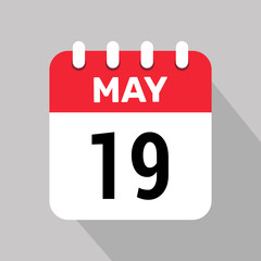 calendar 19 may icon vector graphic design illustration background.