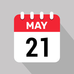 calendar 21 may icon vector graphic design illustration background.