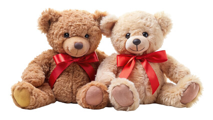 Obraz premium Adorable Teddy Bear Couple – Cute Plush Duo with Ribbons for Love & Gift Themes