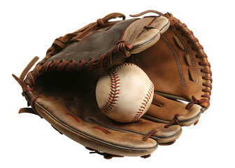 Baseball glove with a ball  isolated on white background PNG