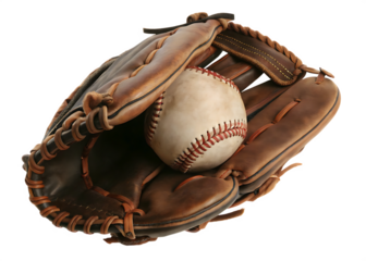 Baseball glove with a ball  isolated on white background PNG
