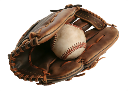 Baseball glove with a ball  isolated on white background PNG