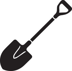 Shovel Silhouette Vector | Digging Tool, Garden Spade & Excavation Icon Black Vector