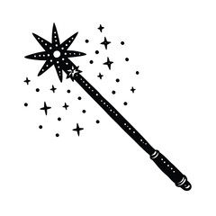 a magic wand tiny sparkles vector art silhouette