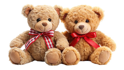Fototapeta premium Adorable Teddy Bear Couple – Cute Plush Duo with Ribbons for Love & Gift Themes