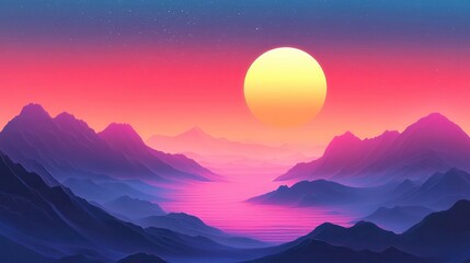 Colorful mountain landscape at sunrise