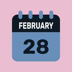 28 february calendar icon vector graphic design web page.