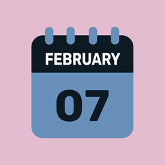 7 february calendar icon vector graphic design web page.