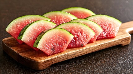 Sliced Watermelon on Rustic Wooden Board