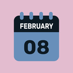 8 february calendar icon vector graphic design web page.