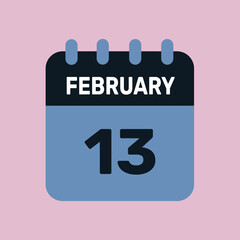 13 february calendar icon vector graphic design web page.