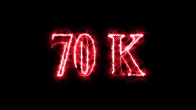 70k animation on black background. neon text effect video motion 
