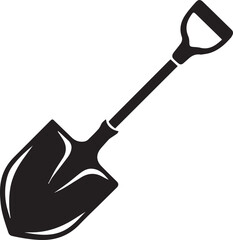 Shovel Silhouette Vector | Digging Tool, Garden Spade & Excavation Icon Black Vector
