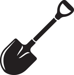 Shovel Silhouette Vector | Digging Tool, Garden Spade & Excavation Icon Black Vector