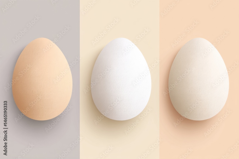 Poster neutral gradient background features a white egg silhouette positioned centrally for a minimalist ae
