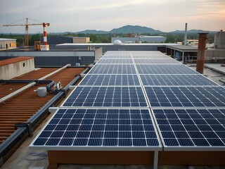 Solar Panel Installation on a Rooftop Generating Clean Energy