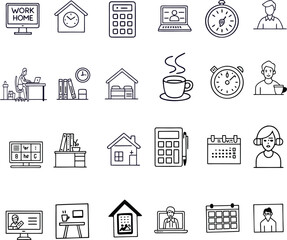 Work From Home and Remote Work Icons Collection