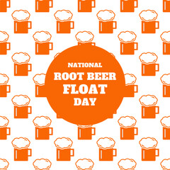 Banner or poster with beer mugs. Disign for National Root Beer Float Day. August 6 