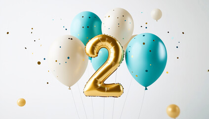 Balloon in the shape of the number two on a light background.