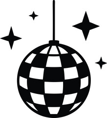 disco ball with stars silhouette vector illustration, disco ball icon 