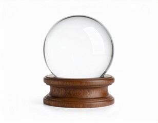 Crystal Clear Glass Sphere on White, Magic Glass Ball