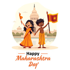 Happy Maharashtra Day Vector , Chhatrapati Shivaji Maharaj Illustration and 1 May Celebration