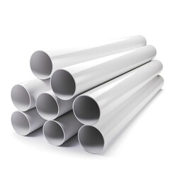 White PVC pipes stack with industrial.