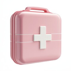 Obraz premium Pink first aid kit isolated on white background