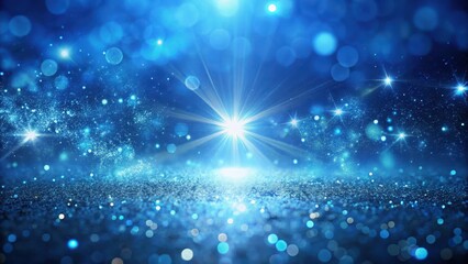 Obraz premium Glittering Blue Haze with Sparkling Particles, radiant light, shimmer, radiant light, shimmer