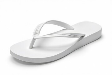 Single white flip-flop isolated on pure white background , bright, travel, shoe