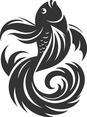 Fototapeta premium Goldfish black vector silhouette