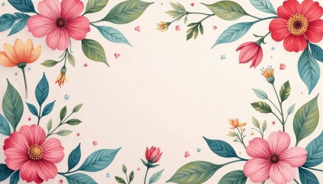 Subtle floral pattern within a geometric grid, pastel tones, print, art