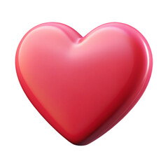 Heart 3D icon isolated on a transparent background symbolizing love and social media engagement