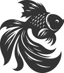 Goldfish black vector silhouette