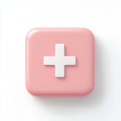 Obraz premium Pink square with white cross isolated on white background