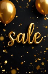 Fototapeta premium Foil gold balloons. Gold inscription 