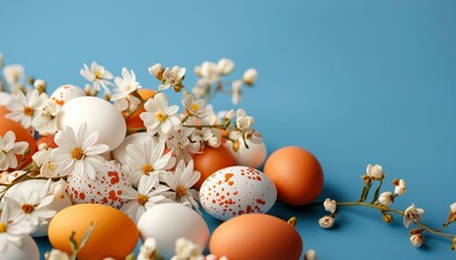 Obraz premium Easter eggs and flowers (1)