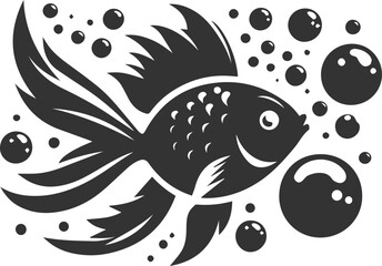 Goldfish black vector silhouette