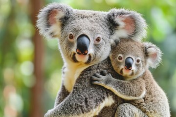 Naklejka premium Koala and baby, nestled closely together