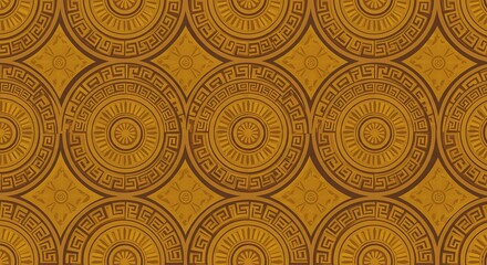 Golden Circular Geometric Pattern Seamless Texture