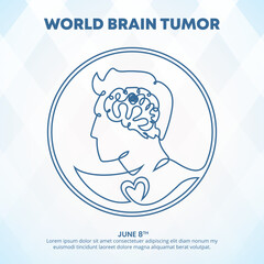 World Brain Tumor Day design with a line art brain tumor in a circle