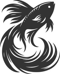 Goldfish black vector silhouette