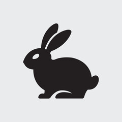 Black bunny silhouette vector illustration isolated on white background.