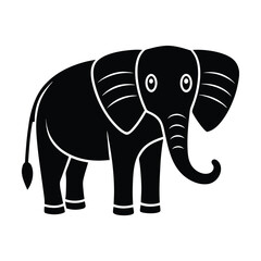 Obraz premium a minimal elephant icon curved trunk large vector art silhouette