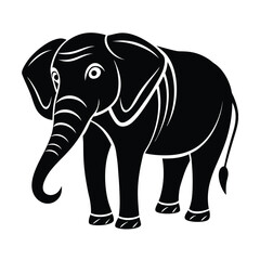 a minimal elephant icon curved trunk large vector art silhouette