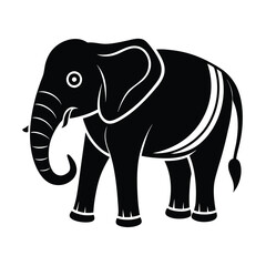 a minimal elephant icon curved trunk large vector art silhouette
